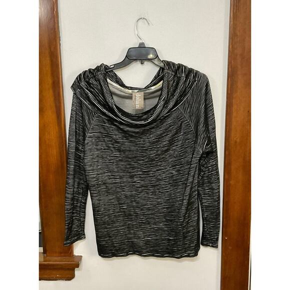 ANTHROPOLOGIE Dolan Black White Striped Cowl Neck Long Sleeve Top Size X-Large - Picture 4 of 9